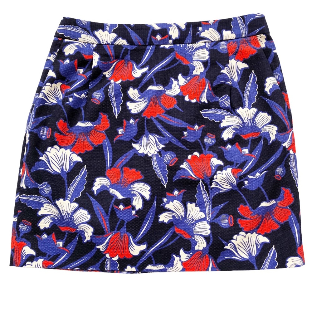 J. Crew Factory Basketweave mini skirt floral 4 - Like new!